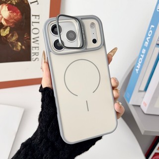 Giá đỡ kính chính thức Vỏ điện thoại màu va chạm từ tính phù hợp cho iPhone 13 14 15 16 17 Pro Max Vỏ silicon mờ chống rơi