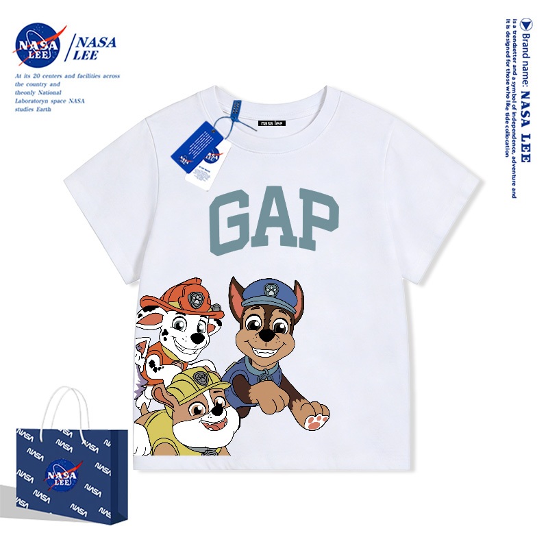 Áo Thun Trắng Đội Cứu Hộ Paw Patrol 2026 - Áo Phông Ngắn Tay Cho Bé Trai & Bé Gái Chất Liệu Cotton Thấm Hút Mồ Hôi