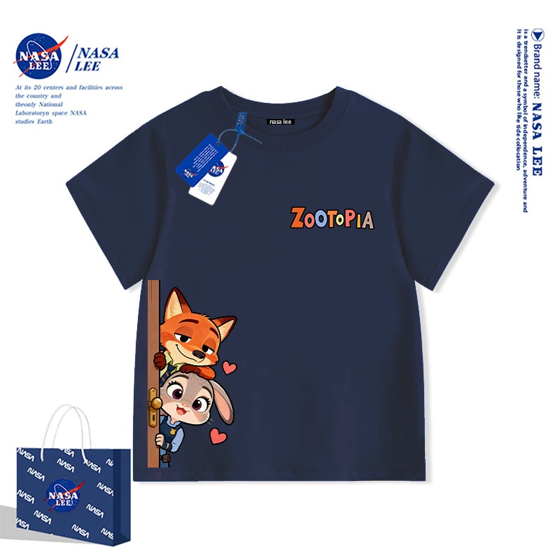 Áo Thun Ngắn Tay Zootopia 2026 - Judy & Nick Cho Bé Trai Bé Gái Chất Liệu Cotton Thấm Hút Mồ Hôi