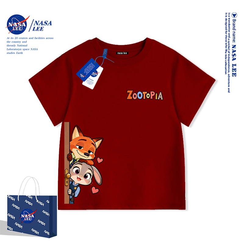 Áo Thun Ngắn Tay Zootopia 2026 - Judy & Nick Cho Bé Trai Bé Gái Chất Liệu Cotton Thấm Hút Mồ Hôi