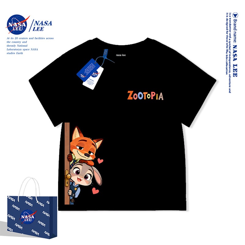 Áo Thun Ngắn Tay Zootopia 2026 - Judy & Nick Cho Bé Trai Bé Gái Chất Liệu Cotton Thấm Hút Mồ Hôi