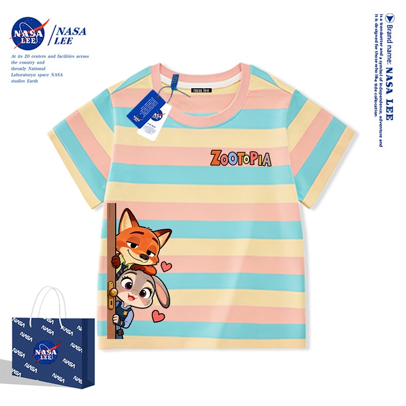 Áo Thun Ngắn Tay Zootopia 2026 - Judy & Nick Cho Bé Trai Bé Gái Chất Liệu Cotton Thấm Hút Mồ Hôi