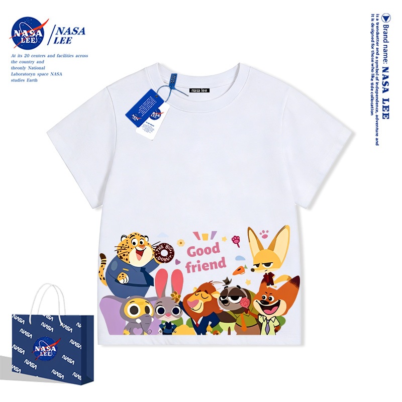 Áo Thun Trẻ Em Nasalee Màu Be Kem - Zootopia Thỏ Judy & Cáo Nick Cho Bé Gái & Bé Trai Cotton Co Giãn