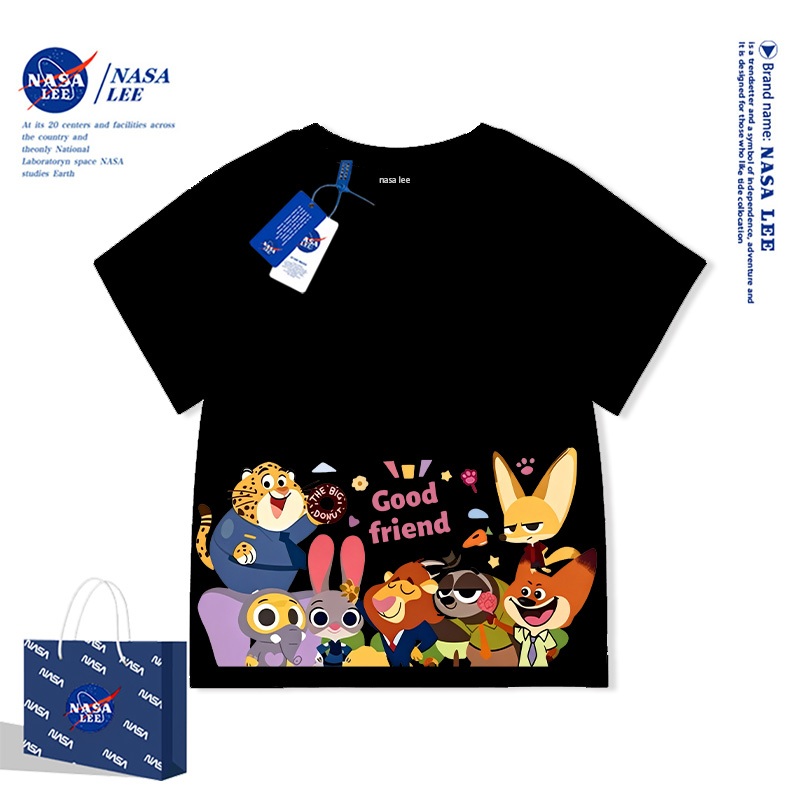 Áo Thun Trẻ Em Nasalee Màu Be Kem - Zootopia Thỏ Judy & Cáo Nick Cho Bé Gái & Bé Trai Cotton Co Giãn