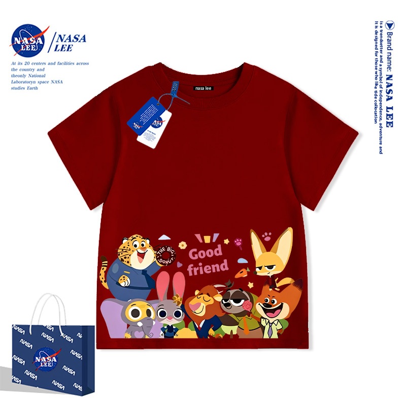 Áo Thun Trẻ Em Nasalee Màu Be Kem - Zootopia Thỏ Judy & Cáo Nick Cho Bé Gái & Bé Trai Cotton Co Giãn