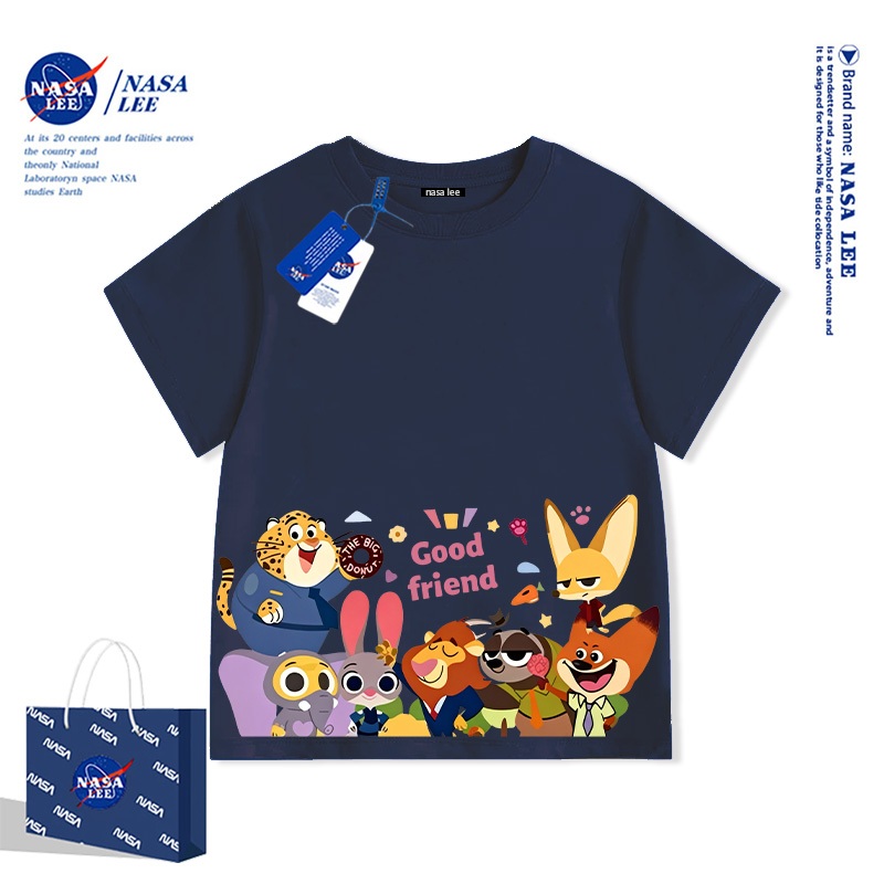 Áo Thun Trẻ Em Nasalee Màu Be Kem - Zootopia Thỏ Judy & Cáo Nick Cho Bé Gái & Bé Trai Cotton Co Giãn