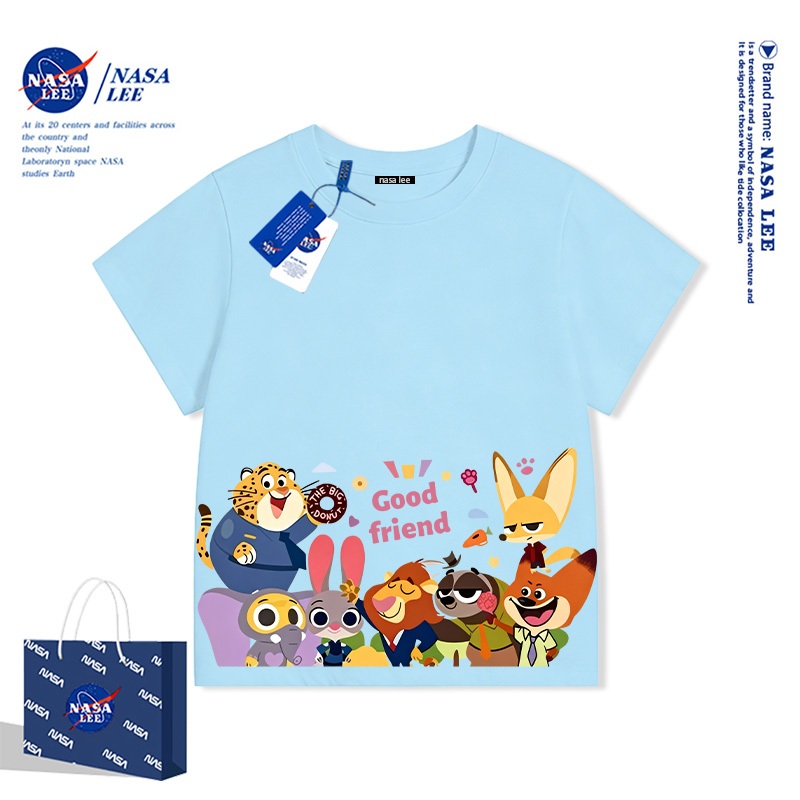 Áo Thun Trẻ Em Nasalee Màu Be Kem - Zootopia Thỏ Judy & Cáo Nick Cho Bé Gái & Bé Trai Cotton Co Giãn