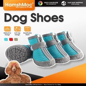 HamshMoc Giày cho chó Giày bốt cho chó thoáng khí cho chó nhỏ vừa có dây đeo phản quang Bảo vệ chân đế chống trượt chắc chắn