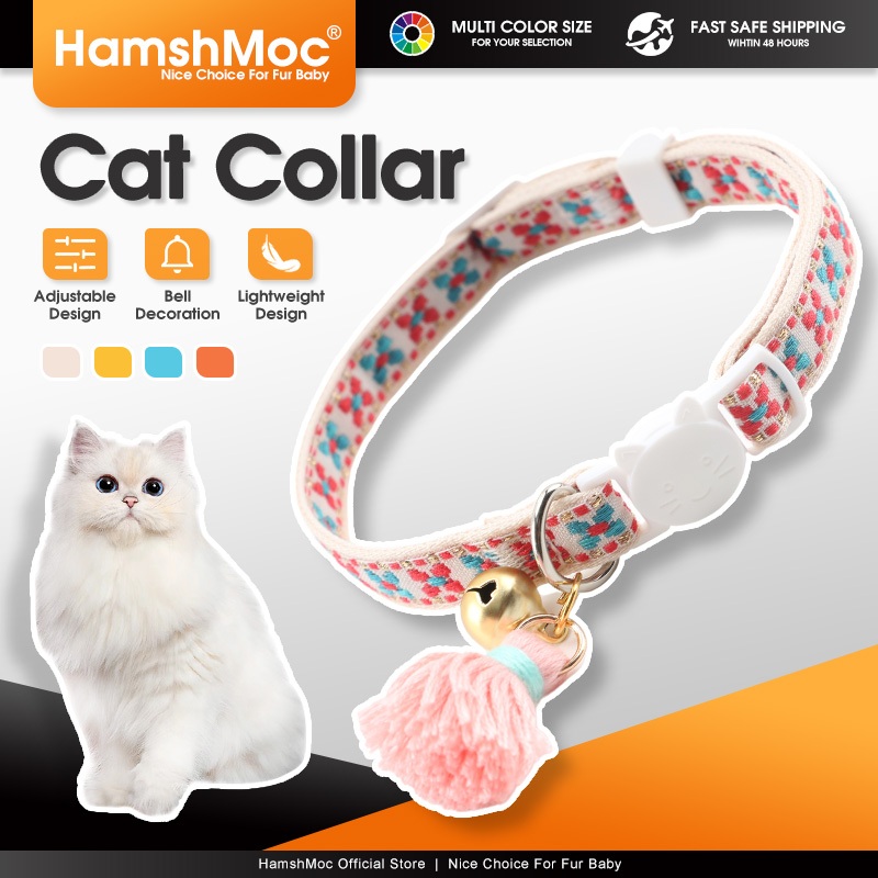 HamshMoc Vòng cổ mèo an toàn có khóa tháo nhanh có chuông mềm có thể điều chỉnh cho thú cưng Mèo con Vòng cổ