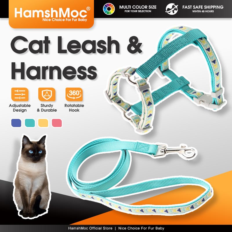 HamshMoc Hoa Mèo Dây Và Dây Xích Bộ Có Thể Điều Chỉnh Nylon Thú Cưng Dây Xích Mềm Cho Mèo Con Chó Con Thỏ