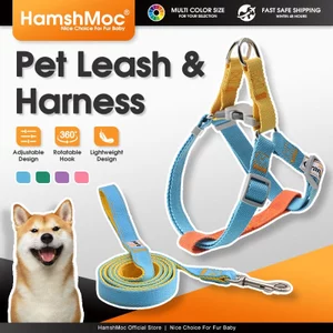 HamshMoc Bộ dây nịt và xích cho chó nylon mềm, điều chỉnh, cho chó nhỏ vừa