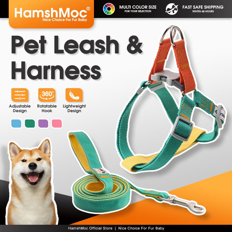 HamshMoc Bộ Dây Dắt Thú Cưng Đi Dạo Bằng Nylon Mềm Có Thể Điều Chỉnh