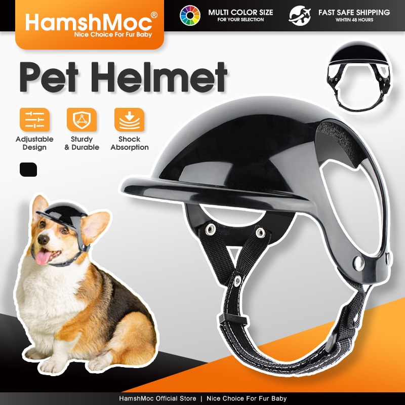 HamshMoc Mũ bảo hiểm cho chó xe máy Mũ cứng cho chó thể thao đa năng có dây đai có thể điều chỉnh Lỗ tai chống nắng chống mưa cho chó nhỏ vừa lớn ngoài trời