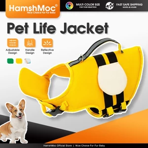 HamshMoc Áo phao cứu sinh cho chó nổi cao Áo phao phản quang có tay cầm cứu hộ Phao cổ có thể tháo rời An toàn tuyển nổi Ripstop cứu sinh cho chó
