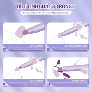 Miss Gooey Bút tinh chất chăm sóc móng tay 3 trong 1 mới tẩy tế bào chết nhẹ nhàng chăm sóc móng tay giòn tinh tế và thúc đẩy sức khỏe móng tay
