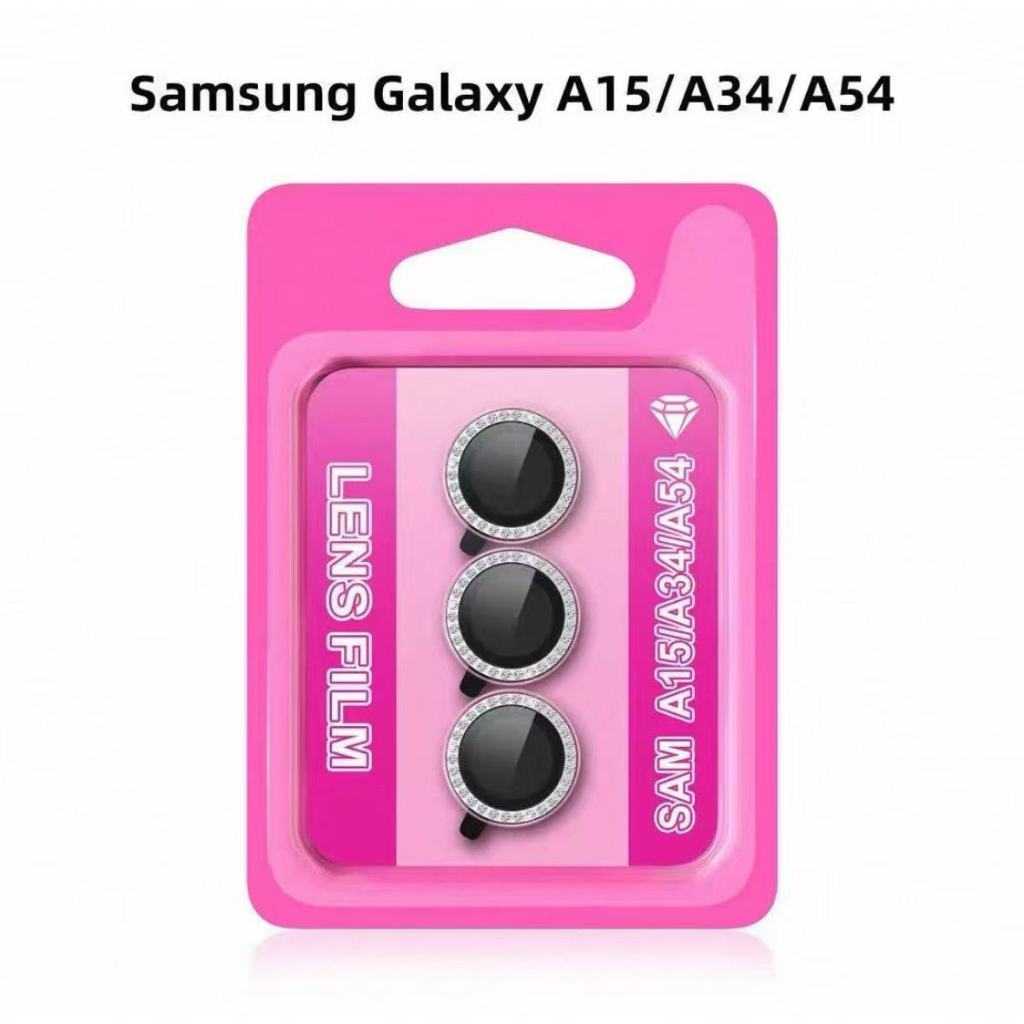 Phim bảo vệ ống kính Samsung vân CD mắt đại bàng, định vị, kim loại đá lấp lánh cho A05/A06/A07/A17/A26/A36/A37/A56/A57