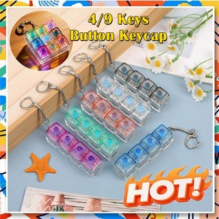 4 / 9 Phím Bàn Phím Cơ Trục Máy Kiểm Tra Bàn Phím LED Chìa Khóa Đồ Chơi Giảm Căng Thẳng DIY Nút Keycap Fidget Móc Khóa Đồ Chơi Quà Tặng