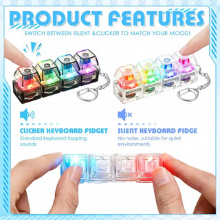 4 / 9 Phím Bàn Phím Cơ Trục Máy Kiểm Tra Bàn Phím LED Chìa Khóa Đồ Chơi Giảm Căng Thẳng DIY Nút Keycap Fidget Móc Khóa Đồ Chơi Quà Tặng