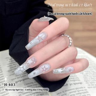 Trong suốt rỗng mở rộng gradient ngôi sao nơ nghệ thuật dán đặc biệt Pat dán phụ kiện móng tay đa năng
