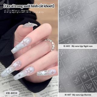 Trong suốt rỗng mở rộng gradient ngôi sao nơ nghệ thuật dán đặc biệt Pat dán phụ kiện móng tay đa năng