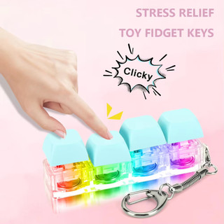 4 / 9 Phím Bàn Phím Cơ Trục Máy Kiểm Tra Bàn Phím LED Chìa Khóa Đồ Chơi Giảm Căng Thẳng DIY Nút Keycap Fidget Móc Khóa Đồ Chơi Quà Tặng