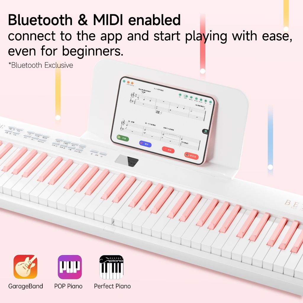 Đàn piano điện tử gấp Betsy B170, bàn phím có trọng lượng 88 phím, kết nối MIDI Bluetooth, đàn piano mini di động, nhỏ gọn và đẹp, phù hợp cho người mới bắt đầu và người học nâng cao