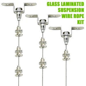 Bộ dây treo kính có thể điều chỉnh Cáp thép không gỉ 1,5mm Kẹp đồng chịu lực nặng