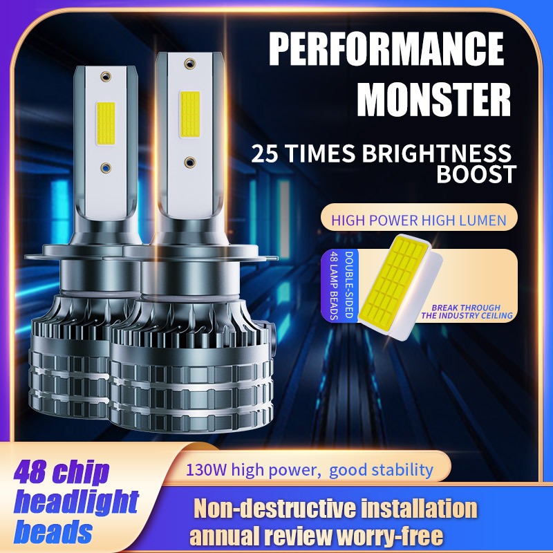 2X Mini Led Bóng Đèn Pha Ô Tô 12V 130W 6000K H7 H11 LED H8 H4 9005 HB3 9006 HB4 Đèn Đầu Đèn Sương Mù Tự Động Đèn Led Đèn Tự Động