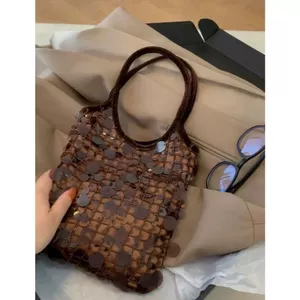 Túi xách nữ 66789 Sequin nâu đậm 15*21*20cm phong cách thiết kế thời trang boutique