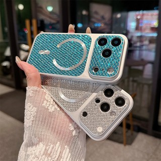 Cửa sổ lớn từ tính kim cương lấp lánh sang trọng thay đổi ngay lập tức sang 17 vỏ điện thoại bạc phù hợp cho iPhone 11 12 13 14 15 16 17 Pro Max Ốp lưng chống rơi bao gồm tất cả