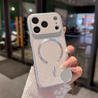 Cửa sổ lớn từ tính kim cương lấp lánh sang trọng thay đổi ngay lập tức sang 17 vỏ điện thoại bạc phù hợp cho iPhone 11 12 13 14 15 16 17 Pro Max Ốp lưng chống rơi bao gồm tất cả