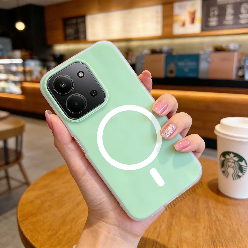 Ốp điện thoại silicon chống sốc từ tính màu kẹo cho Redmi 13 13C 13R 14C A4 A3 Pro 15 15 15C POCO M6 C85 C75 M7 C65 Plus 4G 5G — thiết kế hai lớp hợp thời trang có sẵn