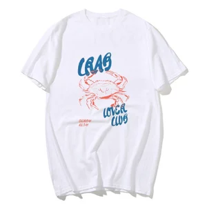 Áo thun retrographic tay ngắn bông cotton, họa tiết ngộ nghĩnh về hải sản, phù hợp cho nam và nữ trong mùa hè