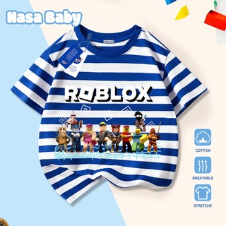 Áo thun in hình họa tiết NASA và Roblox cho bé trai và bé gái, tay ngắn chất liệu cotton 100% mùa hè