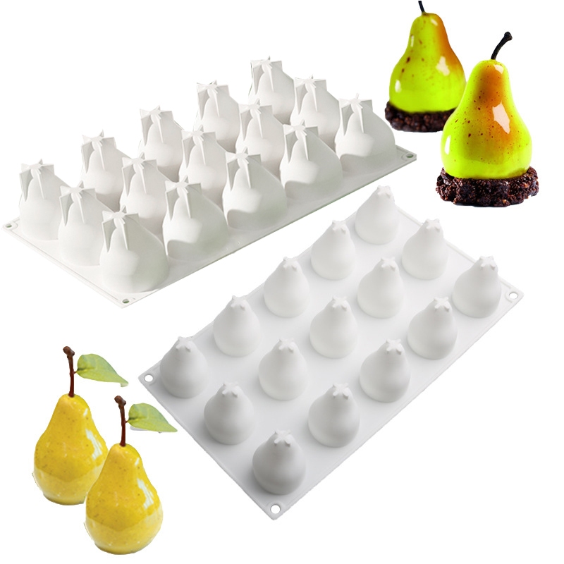 Khuôn Silicone 15 Ngăn Làm Bánh Tạo Hình Trái Lê 3D Tiện Dụng