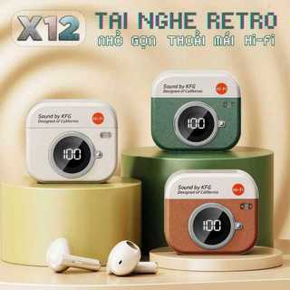 X12 Tai Nghe Retro [3 Quà tặng] 1 Nhãn dán hoạt hình+1 Bao tay chơi game+1 Dây buộc, Âm thanh nổi HiFi, Chống nước iPX5, Micro tích hợp, Thiết kế máy ảnh retro, Điều khiển cảm ứng