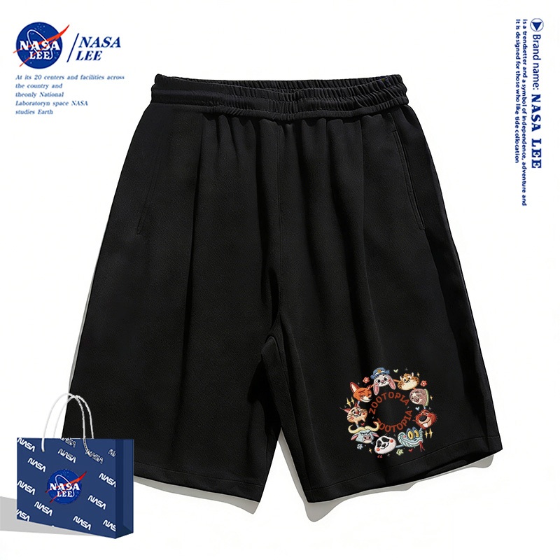[Giao hàng trong ngày] Thương hiệu nổi tiếng của NASA Quần short màu đen dành cho trẻ em Mùa hè Bầu không khí thông thường Bé trai Bé gái Đáy in hình vườn thú