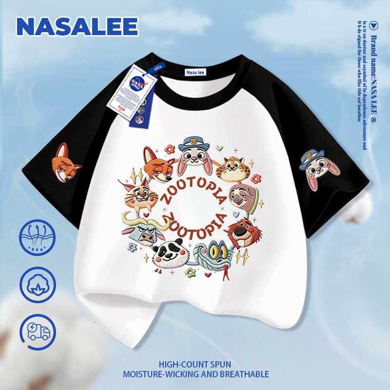 [Giao hàng trong ngày] Thương hiệu nổi tiếng của NASA Quần short màu đen dành cho trẻ em Mùa hè Bầu không khí thông thường Bé trai Bé gái Đáy in hình vườn thú