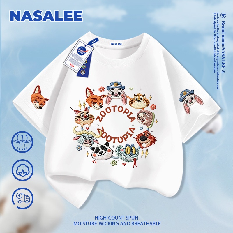 [Giao hàng trong ngày] Thương hiệu nổi tiếng của NASA Quần short màu đen dành cho trẻ em Mùa hè Bầu không khí thông thường Bé trai Bé gái Đáy in hình vườn thú