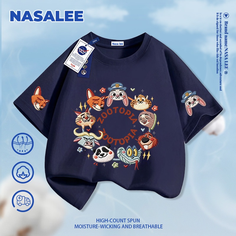 [Giao hàng trong ngày] Thương hiệu nổi tiếng của NASA Quần short màu đen dành cho trẻ em Mùa hè Bầu không khí thông thường Bé trai Bé gái Đáy in hình vườn thú