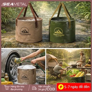 Xô nhựa Seametal 10/20L gấp gọn, tiện lợi cho du lịch, cắm trại và câu cá