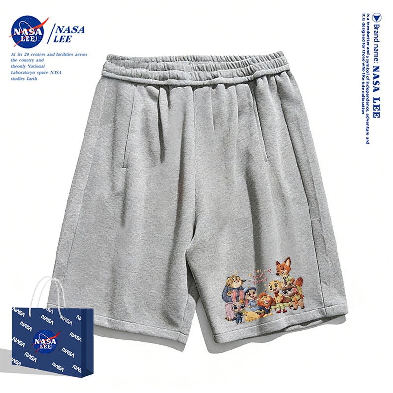[Giao hàng trong ngày] Quần short thường ngày màu xám dành cho trẻ em NASA Mùa hè 2026 Họa tiết vườn thú điên rồ Bé trai Bé gái Đáy thoáng khí