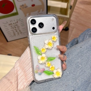 Ốp điện thoại trong suốt hình giọt trứng mùa xuân ba chiều phù hợp cho iPhone 11 12 13 14 15 16 17 Pro Max bao gồm tất cả vỏ silicon chống rơi