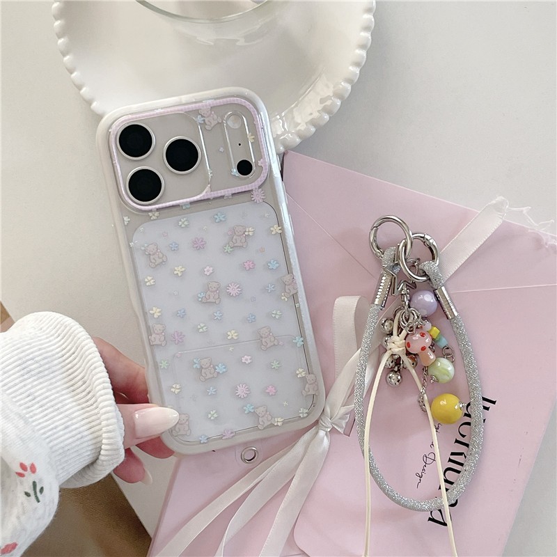 Ốp điện thoại chất liệu Acrylic họa tiết gấu hoa iPhone 17 Pro Max