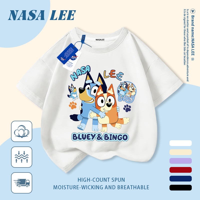 [Giao hàng trong ngày] Áo thun Cotton thoáng khí màu trắng cho trẻ em của NASA Plui In hình hợp thời trang bé trai 3-16 tuổi bé gái tay ngắn thông thường 3