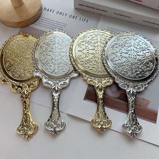 ✅ Ren ✅ di động gương trang điểm Trong Kho cổ điển Dụng cụ làm đẹp cầm tay ❊Phong Cách Retro Tay Cầm Gương Mạ Điện Ren Cầm Tay Thẩm Mỹ Viện Ký Túc Xá Một Mặt HD Di Động Gương Công Chúa✥