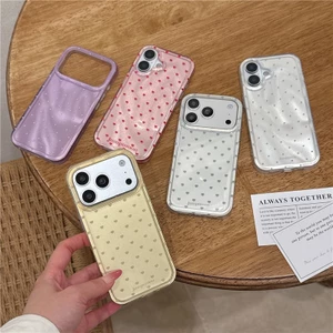 IPhone 17 Pro Love Heart Chấm bi họa tiết Chất liệu TPU Vỏ điện thoại xử lý IMD