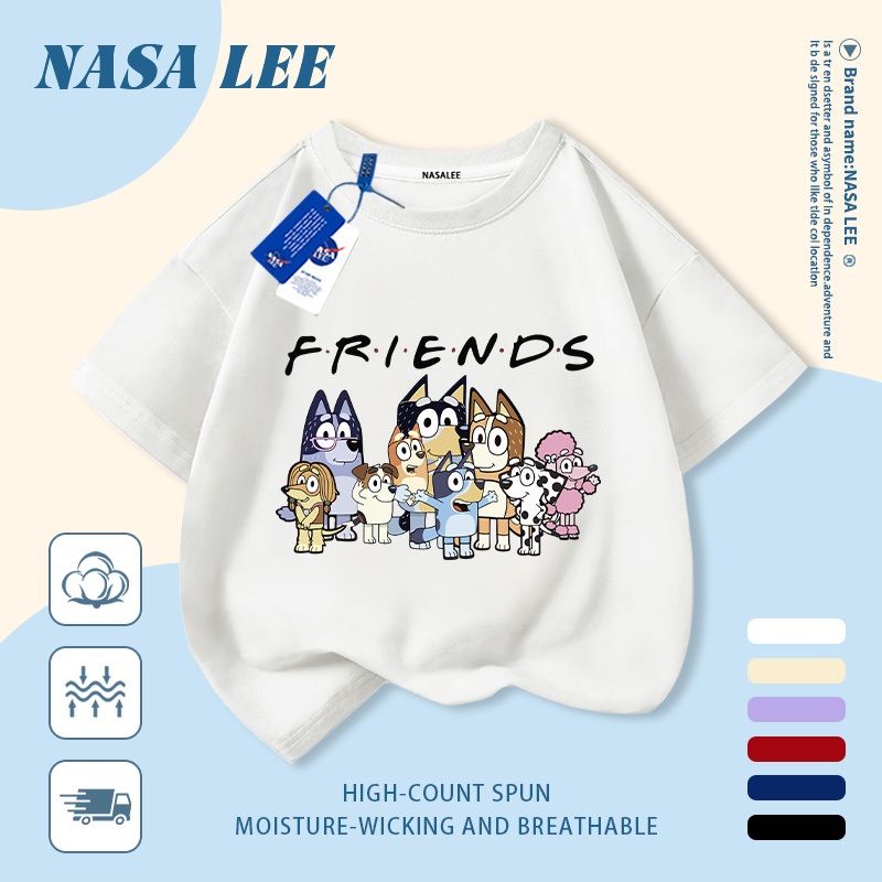 [Giao hàng trong ngày] Áo thun Cotton thoáng khí màu trắng cho trẻ em của NASA Plui In hình hợp thời trang bé trai 3-16 tuổi bé gái tay ngắn thông thường 1