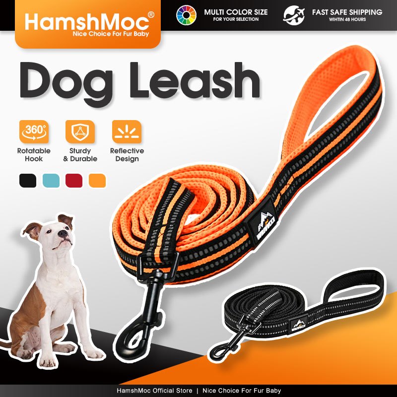 HamshMoc Nylon Dây Xích Chó Mạnh Mẽ Dây Xích Thú Cưng Phụ Kiện Cho Chó Có Phản Quang Khâu Móc An Toàn Tay Cầm Thoải Mái Cho Chó