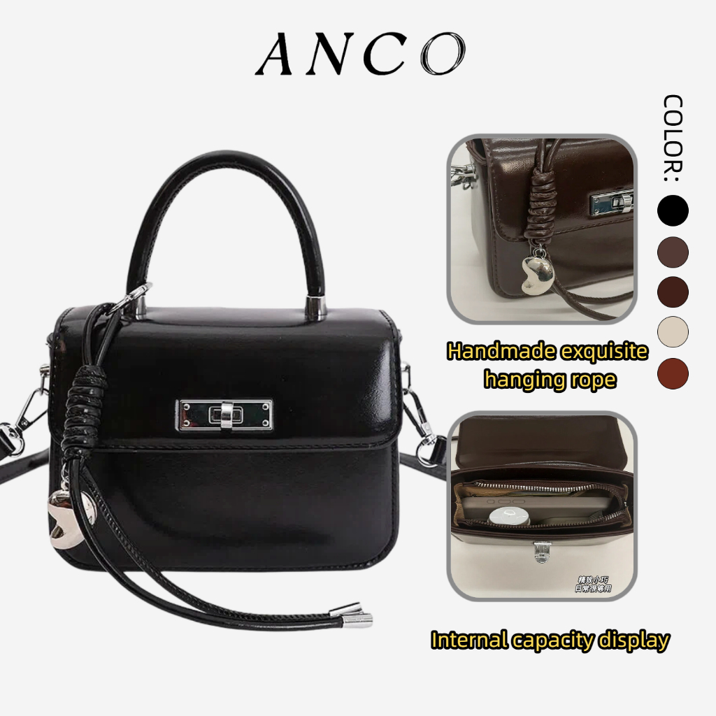 ANCO 2026 Phong cách mới Vintage nhỏ vuông túi xách nữ đơn vai nghiêng túi xách